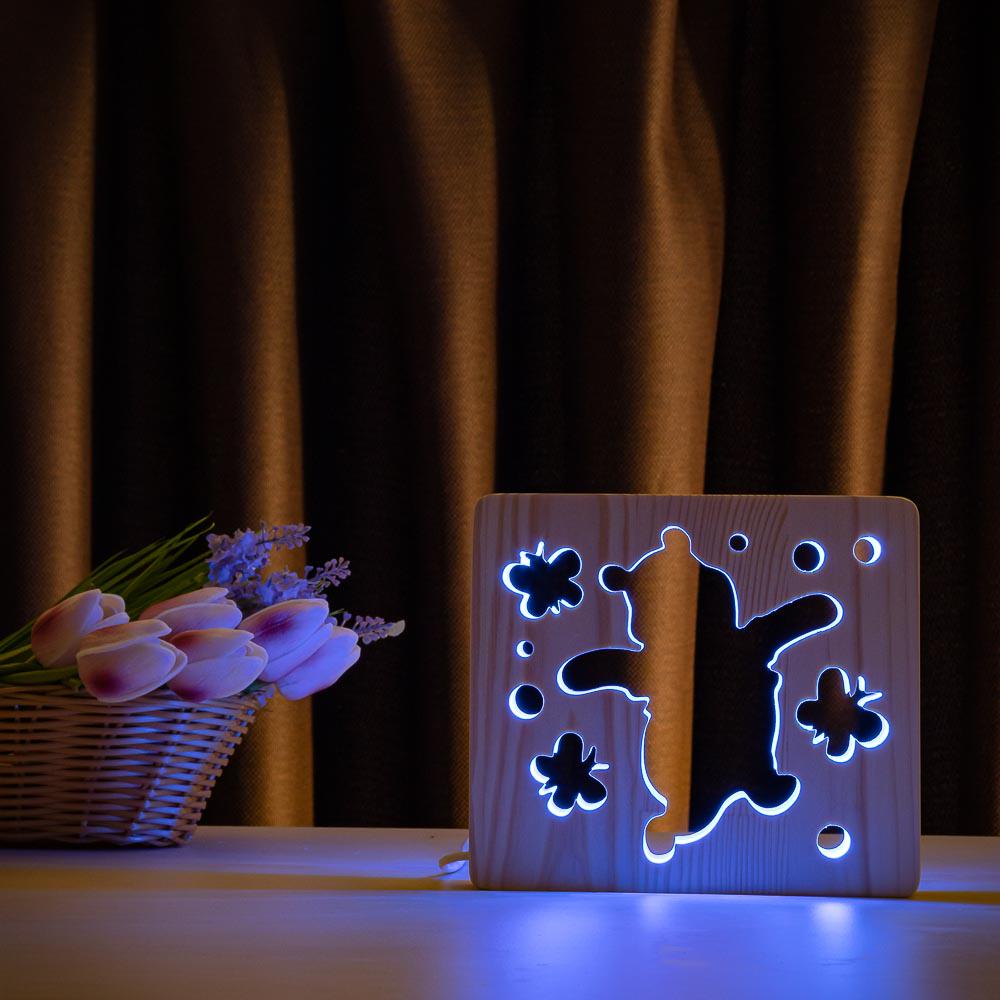 LED ночник ArtEco Light Веселый медвеженок из дерева (#16/2) - фото 2