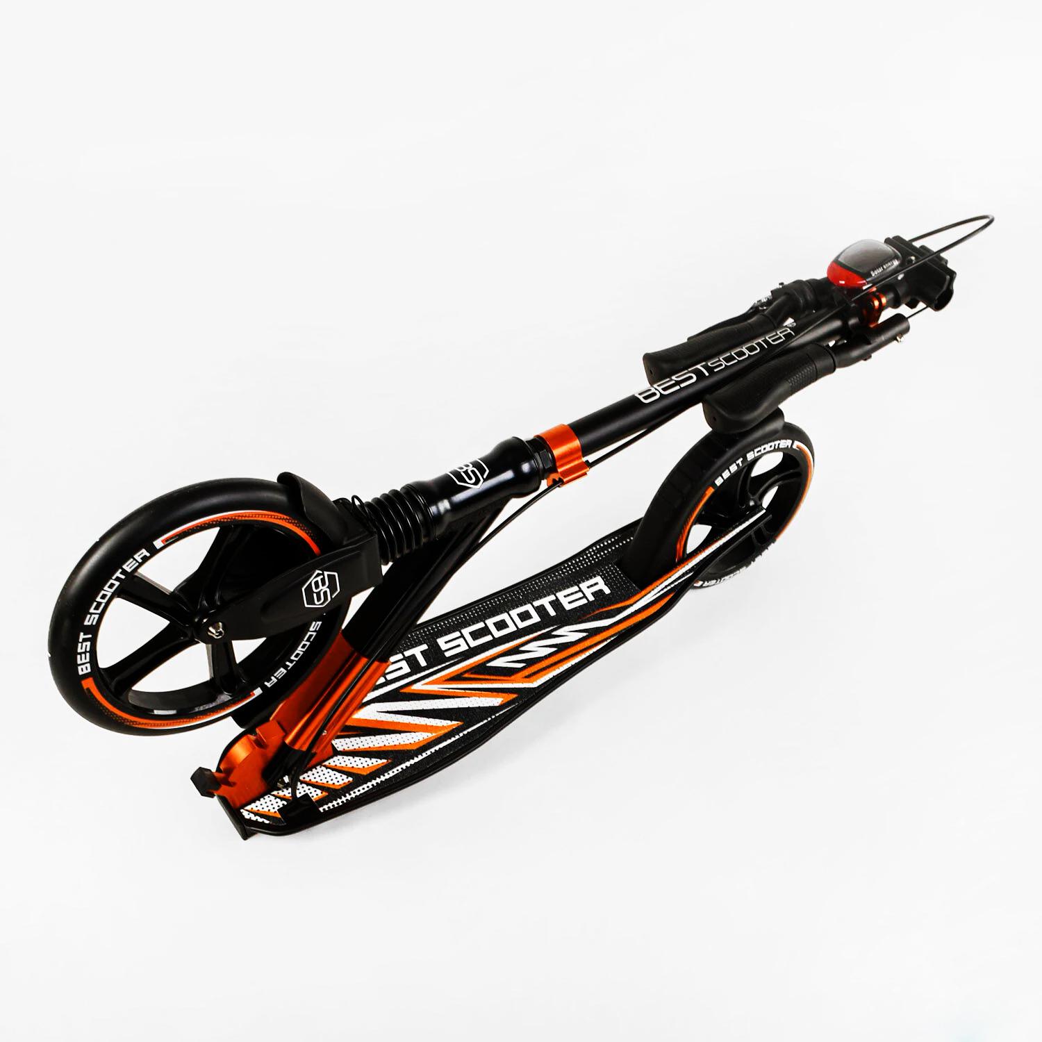 Самокат двоколісний складаний Best Scooter ліхтар/амортизатор Black/Orange (113216) - фото 8