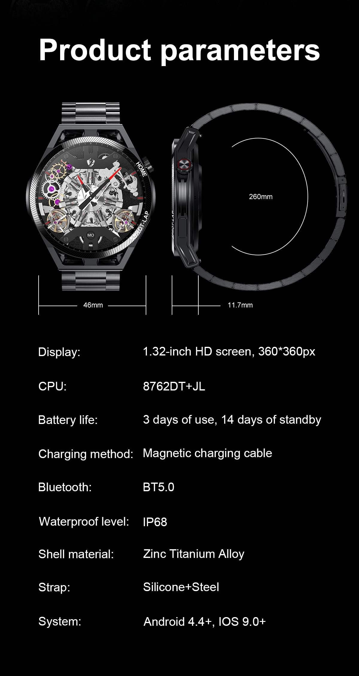 Смарт-годинник LEMFO LF31 тонометр/пульсоксиметр/розмова 2 ремінці Black - фото 4 Смарт-годинник LEMFO LF31 тонометр/пульсоксиметр/розмова 2 ремінці Black - фото 4