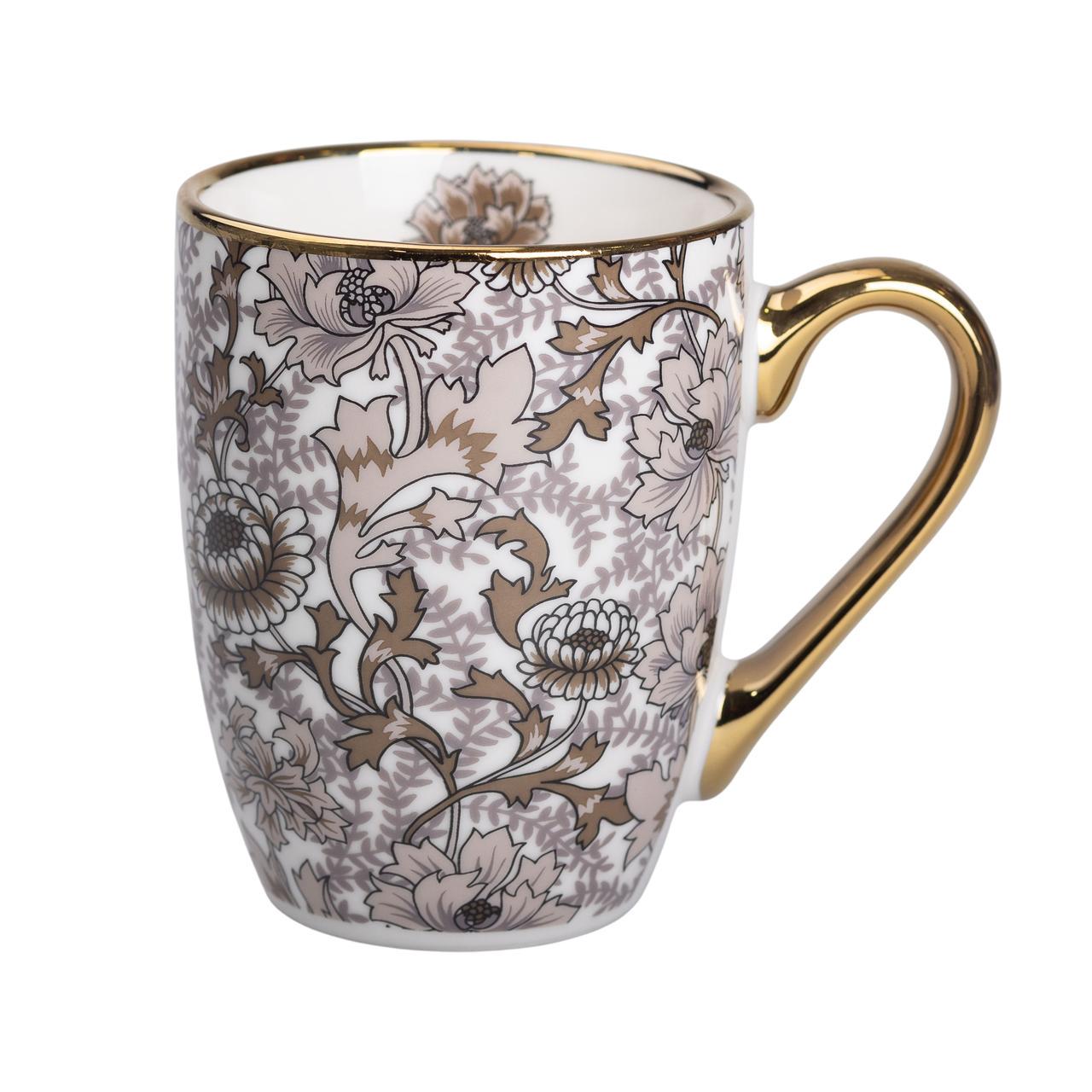 Керамічний кухоль з золотим обідком для чаю та кави 400 мл Коричневий (5715) - фото 2 Керамічний кухоль з золотим обідком для чаю та кави 400 мл Коричневий (5715) - фото 2