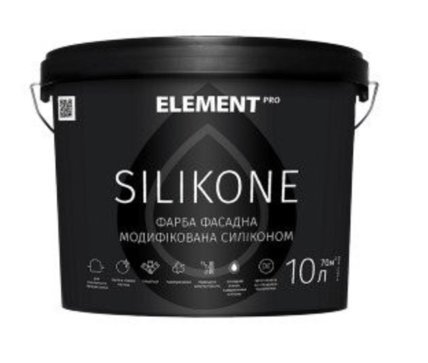 Краска фасадная для стен Element SILIKONE 10 л Белый В1 (1741584581)