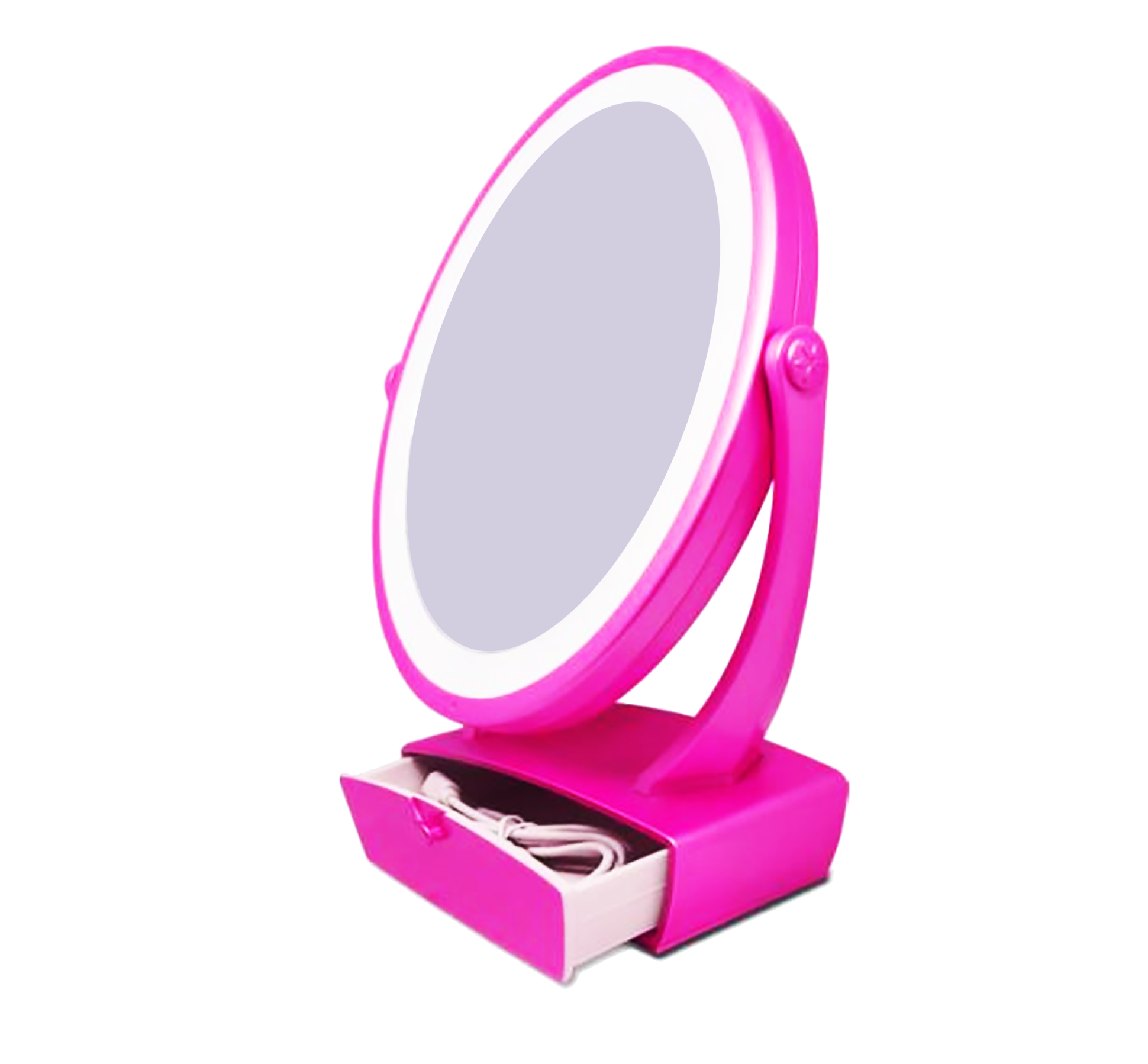 Зеркало для макияжа SUNROZ Mirror настольное с LED подсветкой и увеличением 5X 2в1 Розовый (SUN2012)