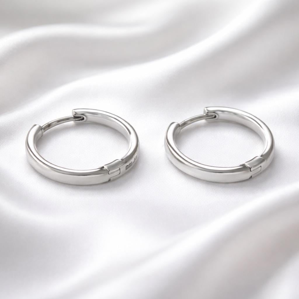 Сережки срібні LoveR кільця класичні з англійським замком