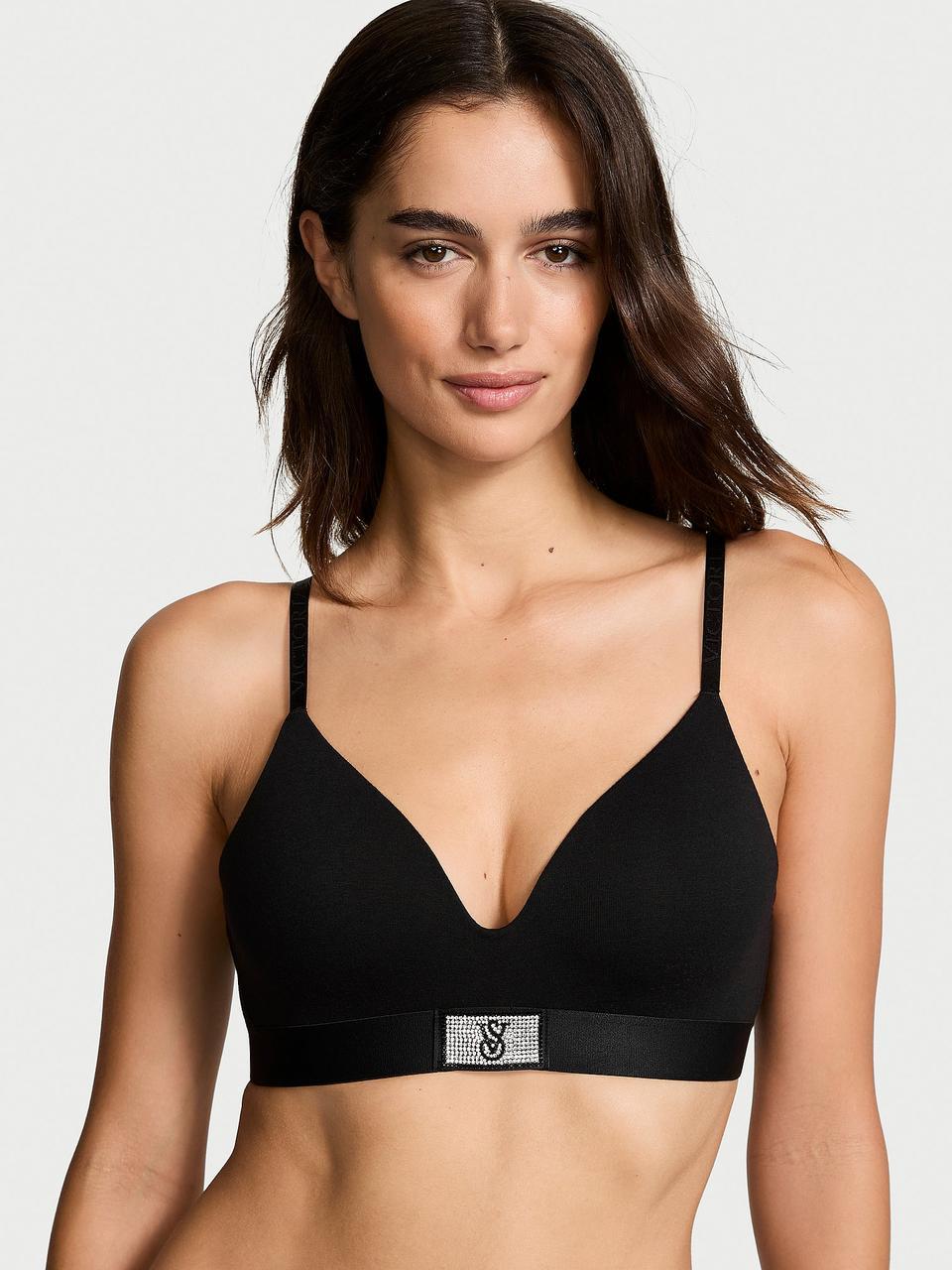Бюстгальтер Victoria's Secret Shine Patch Lightly Lined 70C Чорний (2784485605)
