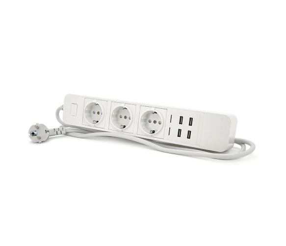 Удлинитель VOLTRONIC ТВ-Т09 WiFi 3 розетки 4хUSB 220V 4kW 2 м White (630811)