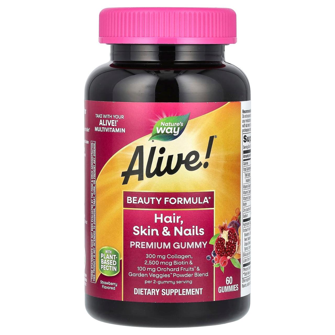 Комплекс для Волосся Шкіри Нігтів Nature's Way Alive Hair Skin & Nails 60 мармеладок (1494980963)