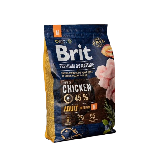 Сухой корм для взрослых собак средних пород Brit Premium M 3 кг курица