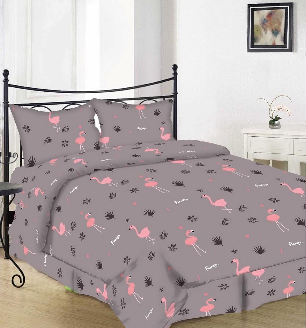 Простынь Вилена Голд Фламинго бязь полуторная 145х220 см Простынь Вилена Голд Фламинго бязь полуторная 145х220 см