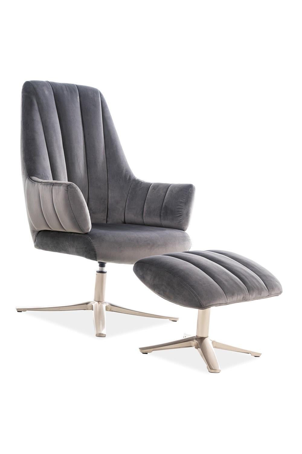 Кресло реклайнер Signal Adams Velvet Серый