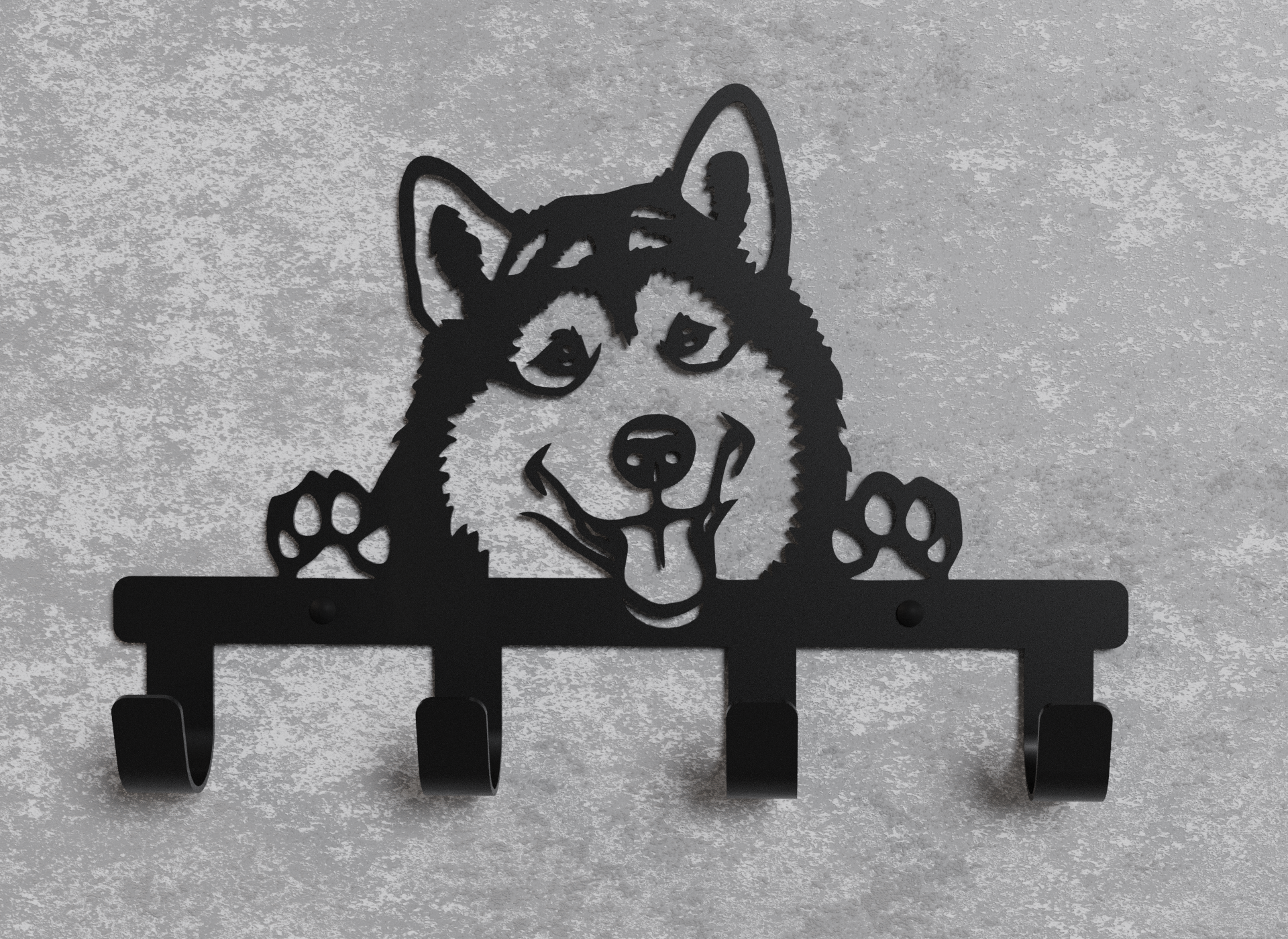 Вішалка настінна металева Loft-Craft Хаскі Чорний (AM-018-bk)