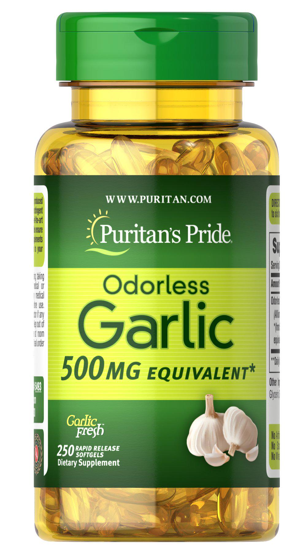 Часник Puritan's Pride Odorless Garlic 500 мг 250 Softgels