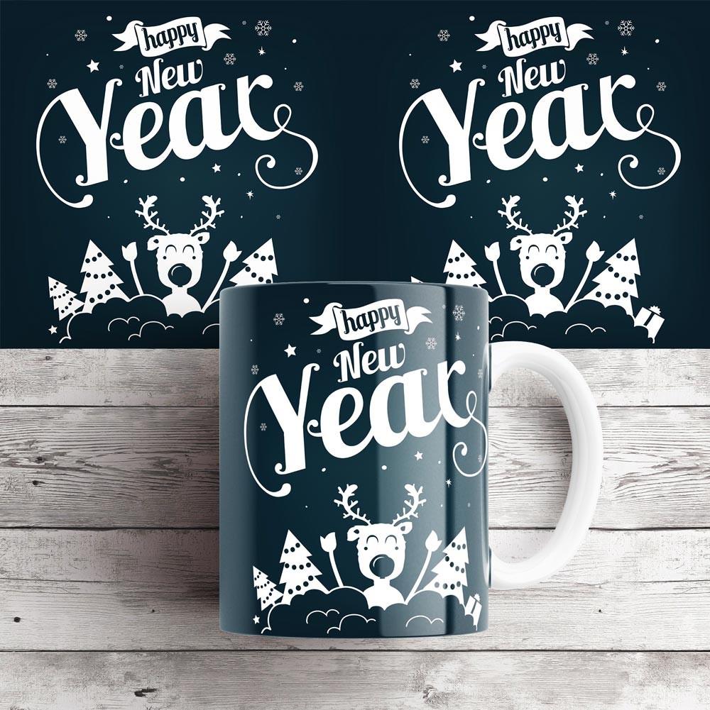 Чашка с праздничным рисунком Счастливого Нового года 330 мл