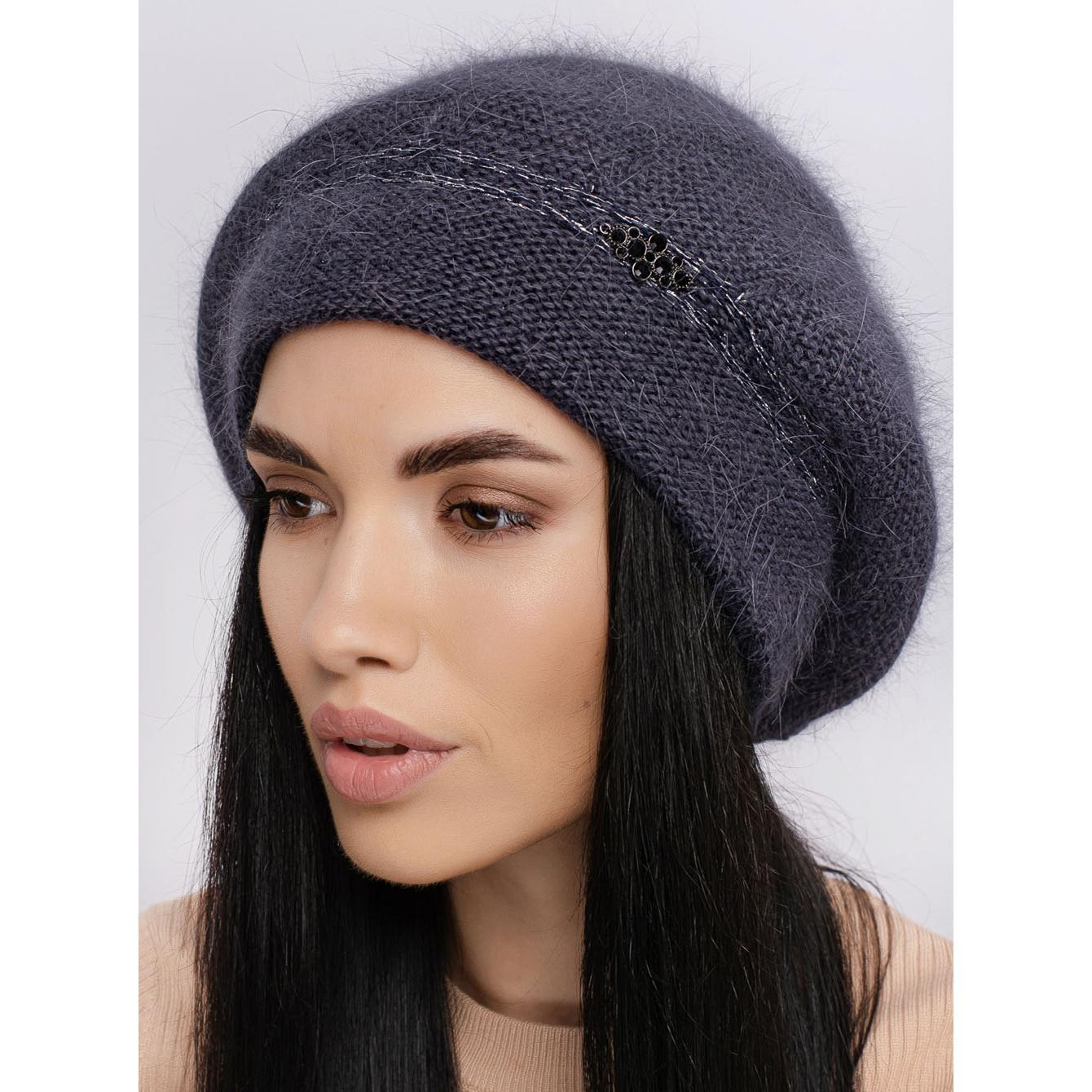 Берет женский ангоровый Leks Чаривниця one size Антрацитовый