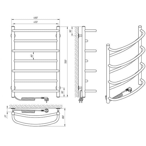 Полотенцесушитель электрический ERAFLYME mix 7L левый 400x700 см Хром - фото 7 Полотенцесушитель электрический ERAFLYME mix 7L левый 400x700 см Хром - фото 7