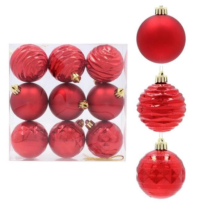 Набір кульок пластикових новорічних GIF0416-1 9 шт. 6 см (43124)