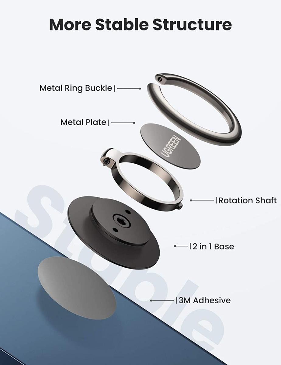 Кільце-тримач для смартфона Ugreen LP133 Чорний - фото 3 Кільце-тримач для смартфона Ugreen LP133 Чорний - фото 3