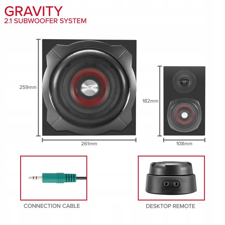 Система акустична мультимедійна SpeedLink Gravity 2,1 60 Вт Black (SL-820015-BK) - фото 3