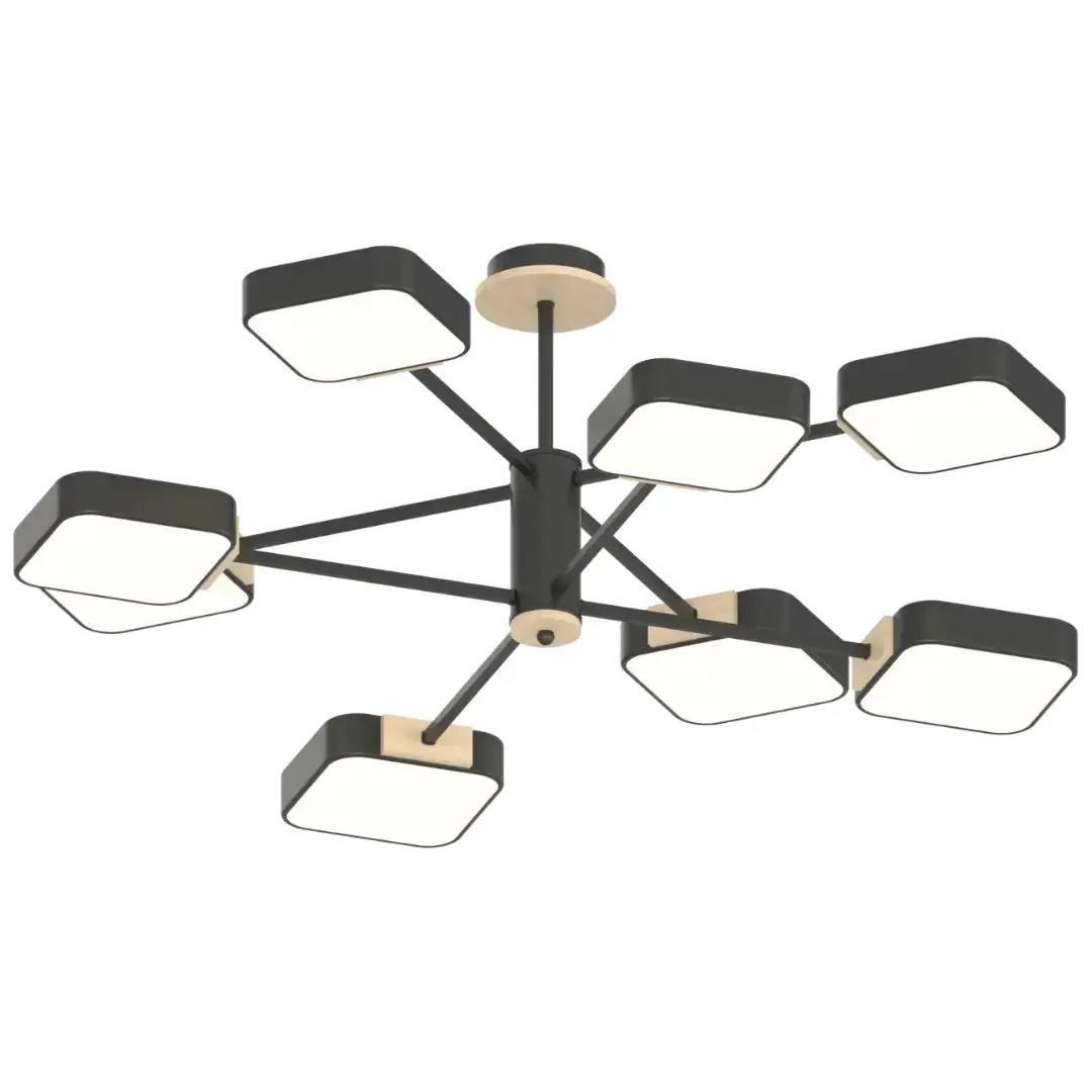 Люстра потолочная светодиодная Valeso V XI3349-8 BK+WOOD 144W (00000140606)