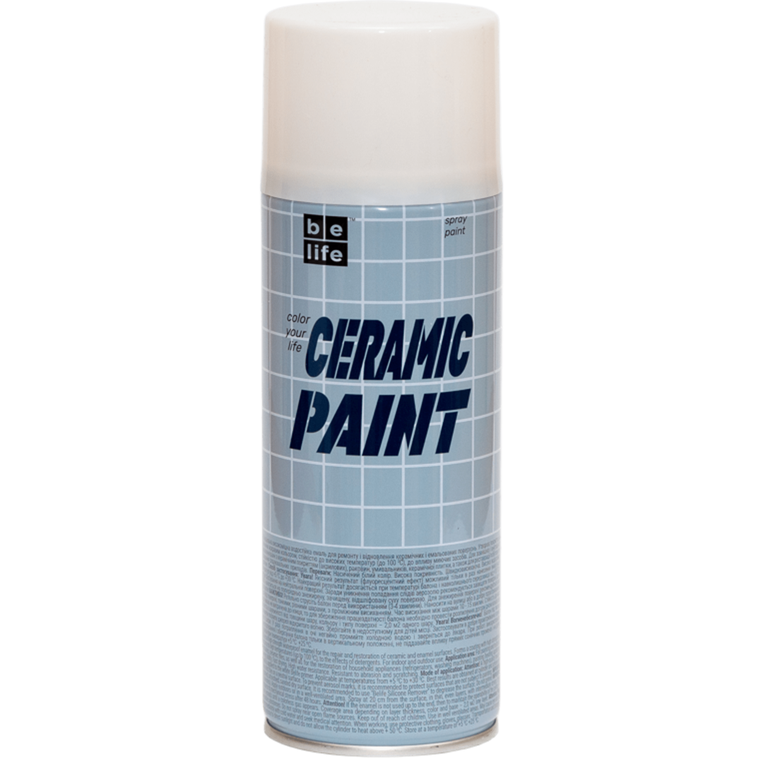 Краска-эмаль для керамики и эмалевых покрытий BeLife Ceramic Paint аэрозоль 400 мл Белый