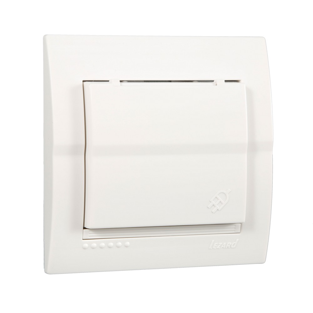 Розетка Lezard Deriy 1-а з заземленням і кришкою Білий