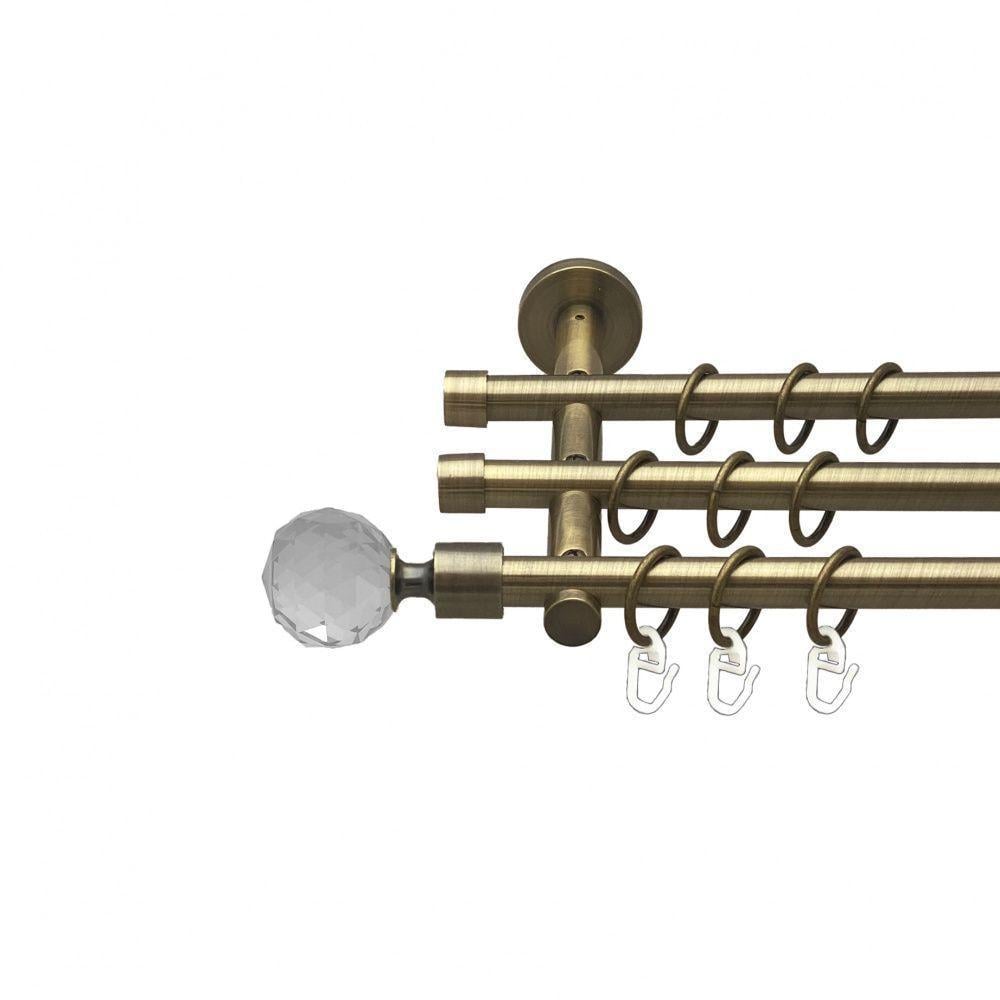 Карниз трубчатый трехрядный Orvit Люмиера 16/16/16 мм цилиндр 200 см Антик (009-1952)
