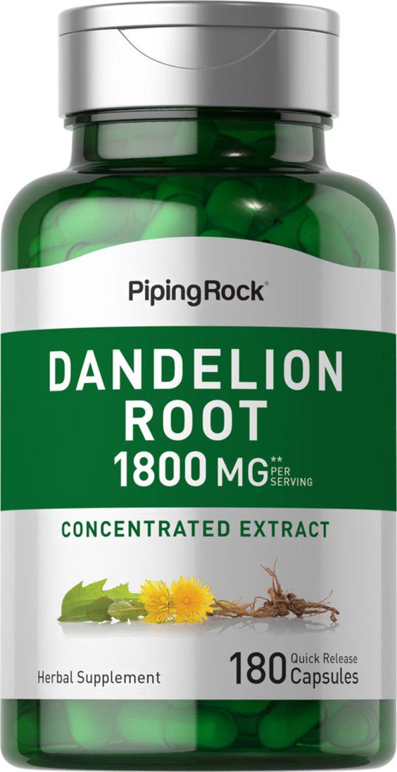 Корень одуванчика Piping Rock Dandelion Root 1800 mg per serving 180 Quick Release Capsules