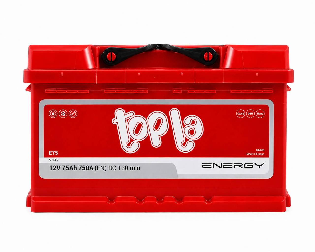 Аккумулятор автомобильный Topla Energy 75 Ah 750A R+ 12V (3181167677) Аккумулятор автомобильный Topla Energy 75 Ah 750A R+ 12V (3181167677)