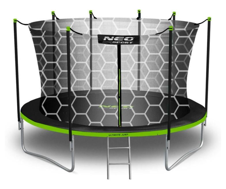 Батут с внутренней сеткой NEO-SPORT 12 футов 374 см Черно-зеленый (NS-12W231)
