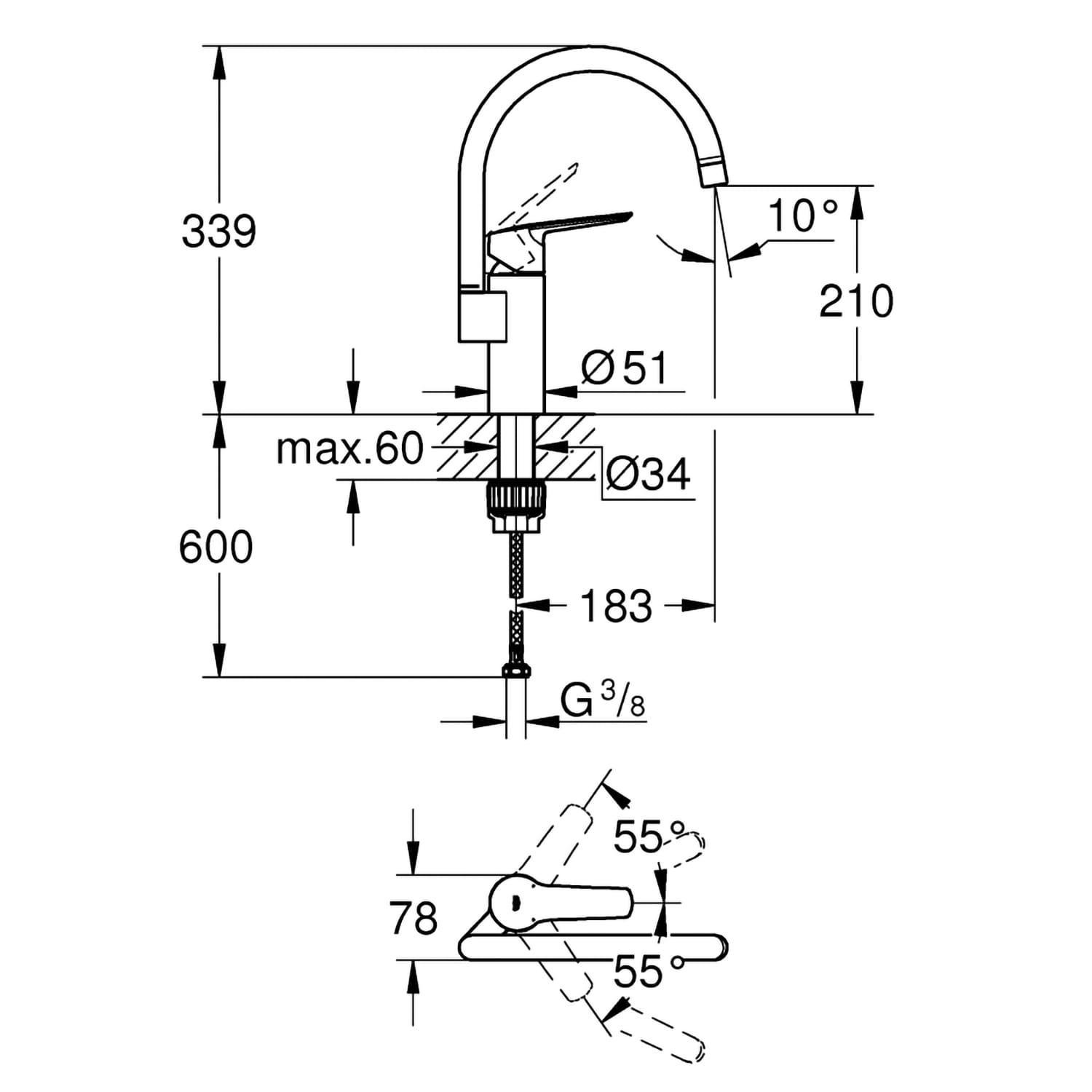 Смеситель для кухни Grohe Start 30469000 однорычажный Хром (149551) - фото 2