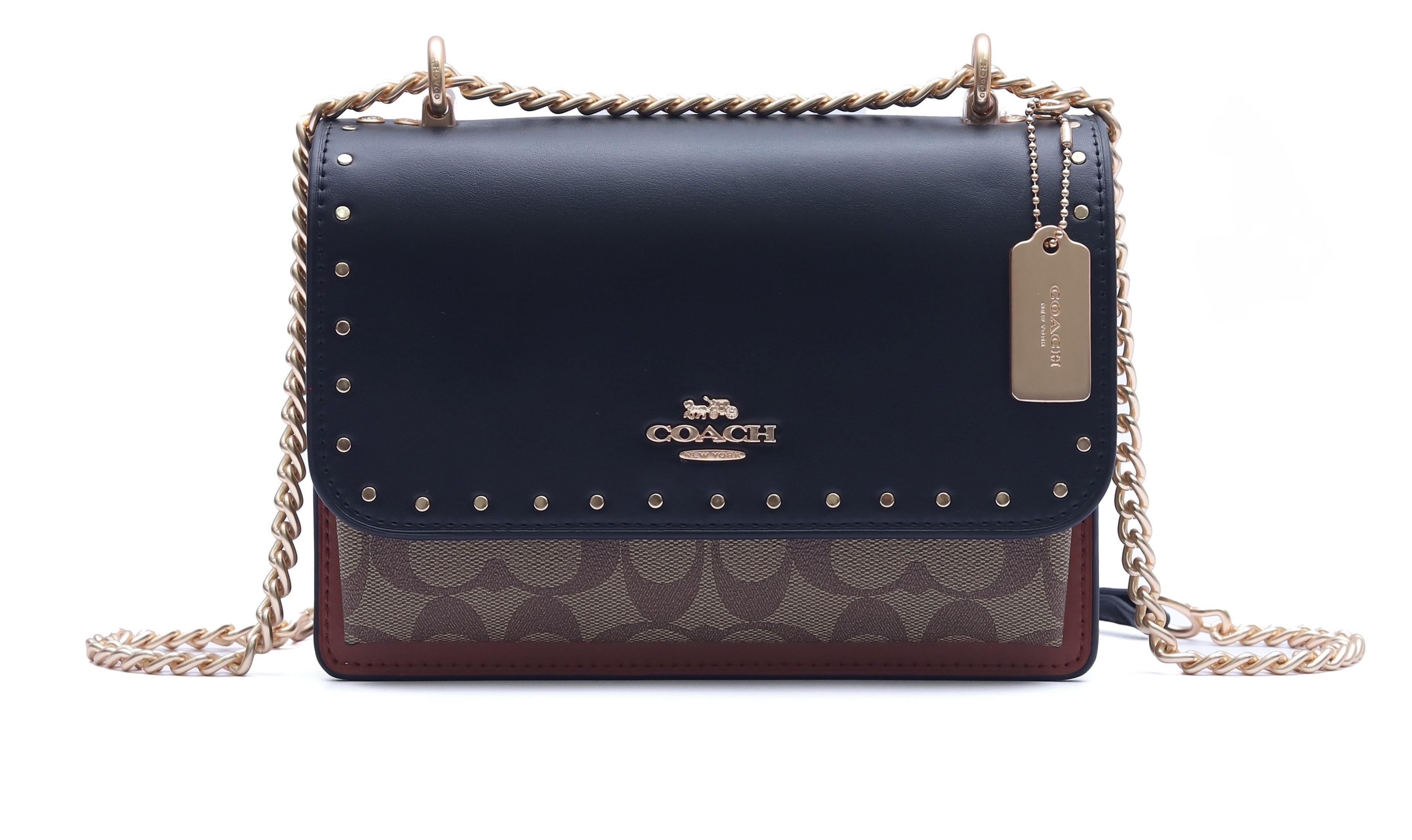 Сумка женская Coach Klare With Rivets Khaki/Black/Berry/Multi/Gold Сумка женская Coach Klare With Rivets Khaki/Black/Berry/Multi/Gold