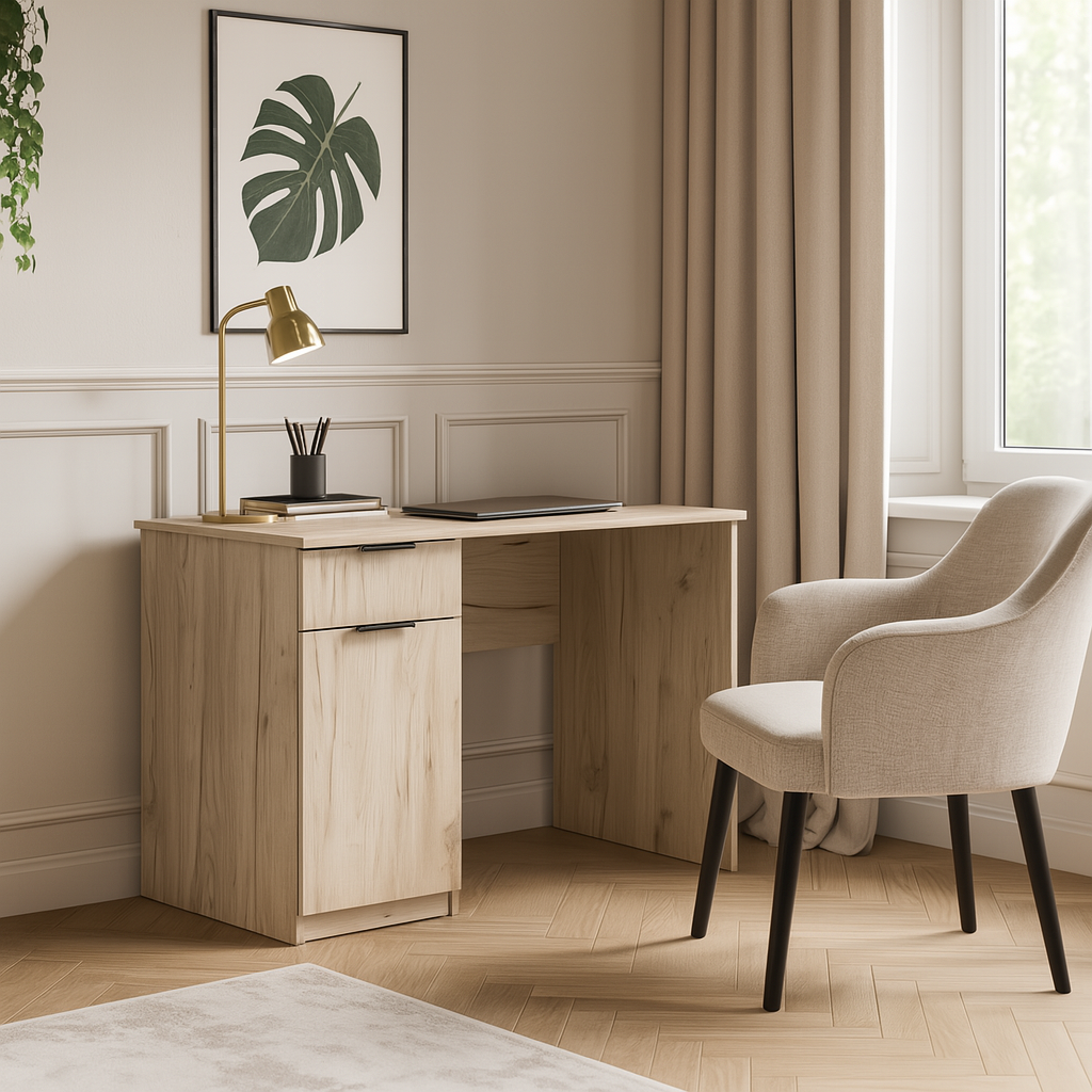 Стол письменный СП3 1Я1Д SENAM 750х1100х600 мм ДСП Дуб Крафт Серый - фото 1 Стол письменный СП3 1Я1Д SENAM 750х1100х600 мм ДСП Дуб Крафт Серый - фото 1