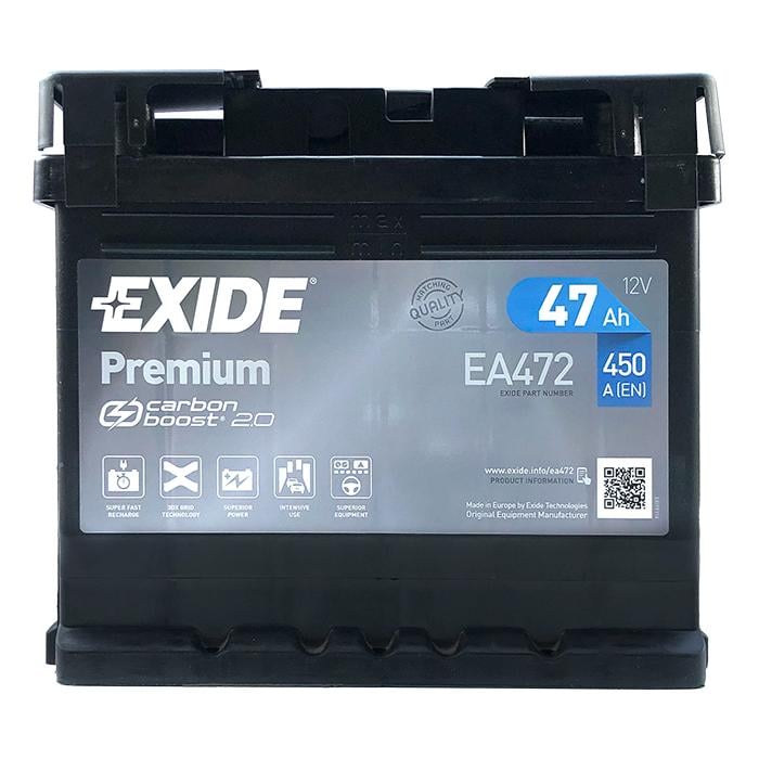 Аккумулятор автомобильный EXIDE Premium Carbon Boost EA472 EN 6СТ-47Ah АзЕ 450A (4806)