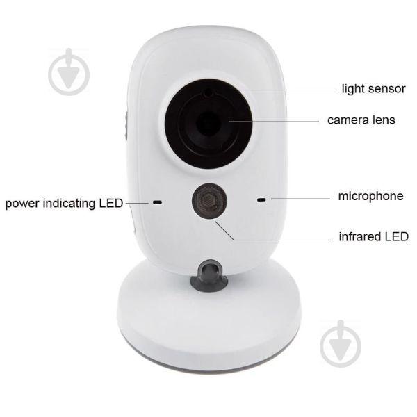 Відеоняня Baby Monitor VB603 / HD720P / 3.2 LCD з датчиком температури Білий (100235) - фото 3