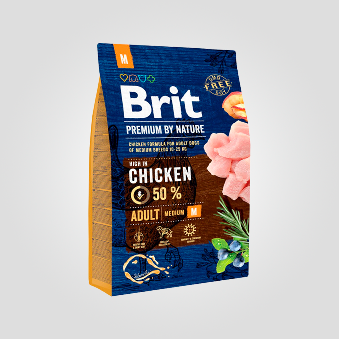 Корм сухой Brit Premium Junior M для взрослых собак средних пород с курицей 3 кг (20503040)