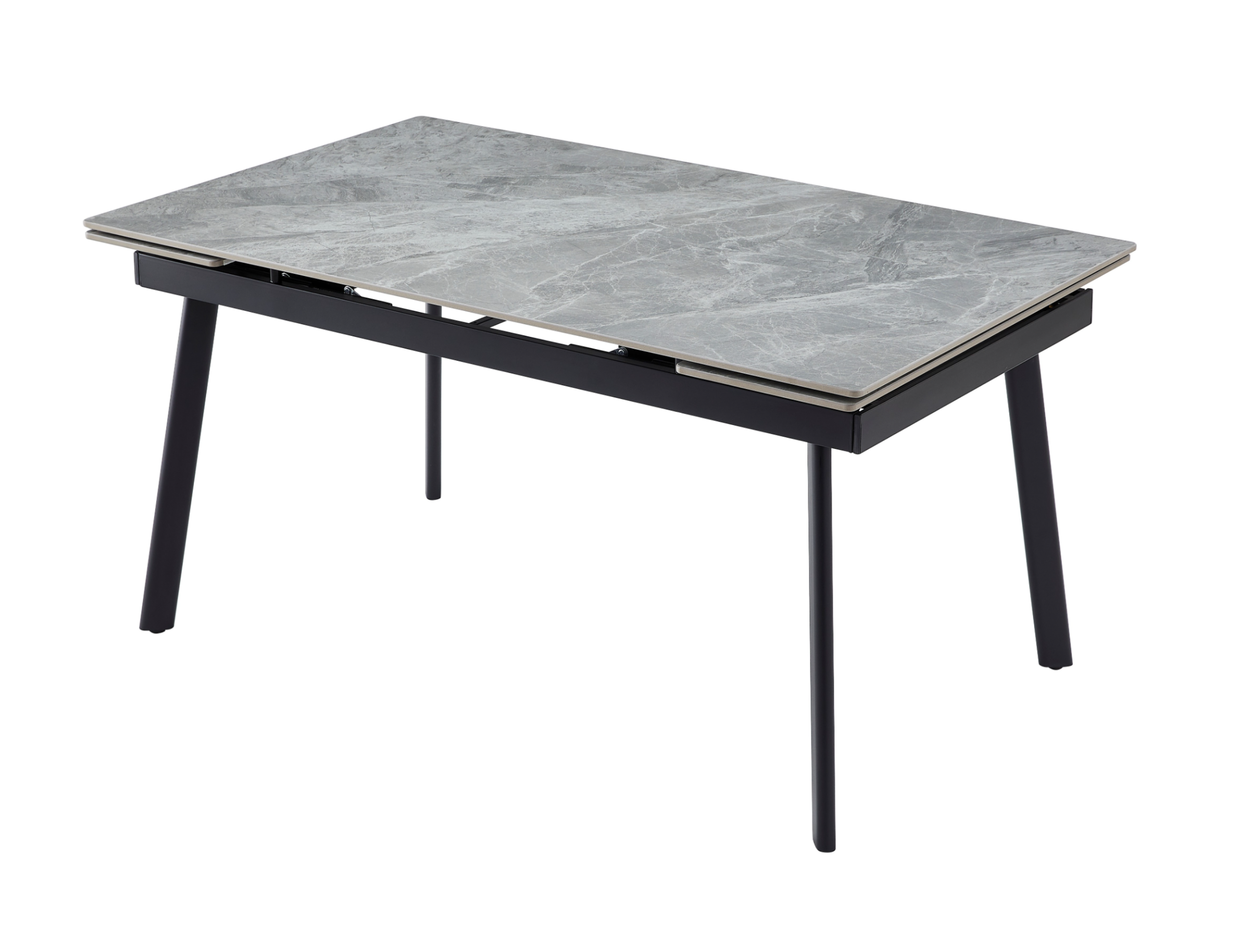 Стіл обідній розсувний Vetro Mebel 1500- 2100x900x760 мм Б’янко карарра грей/Чорний (TМ-98)