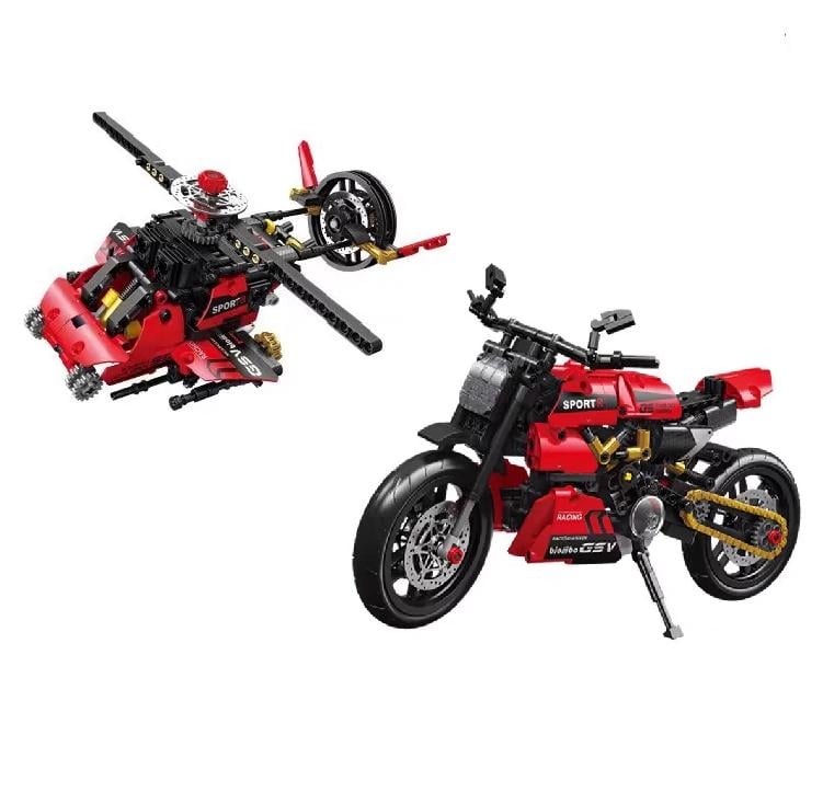 Конструктор 3D детский 2в1 Engine-Morph FC9302 мотоцикл и вертолет 497 дет. (719951)