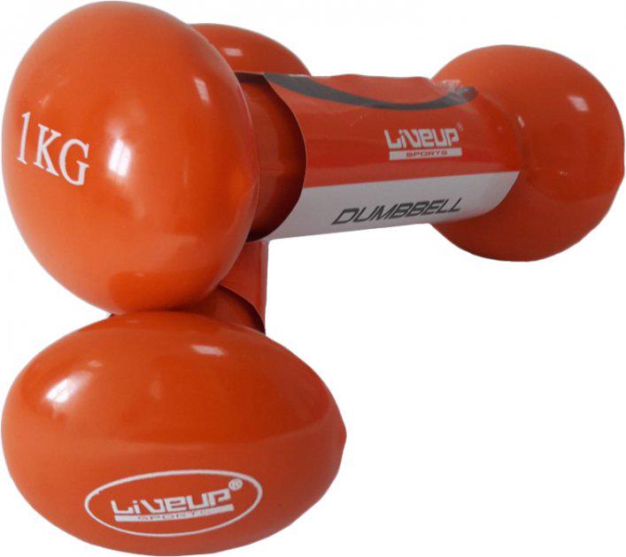 Гантели виниловые LiveUP Vinyl Dumbbell Egg Head 2х1 кг Оранжевый (LS2001-1) - фото 1