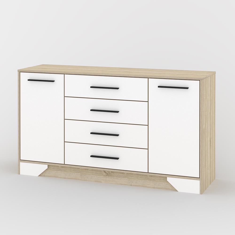 Комод Тіса-меблі Комод-104 152,4x85,4x40 см Дуб сонома/Білий