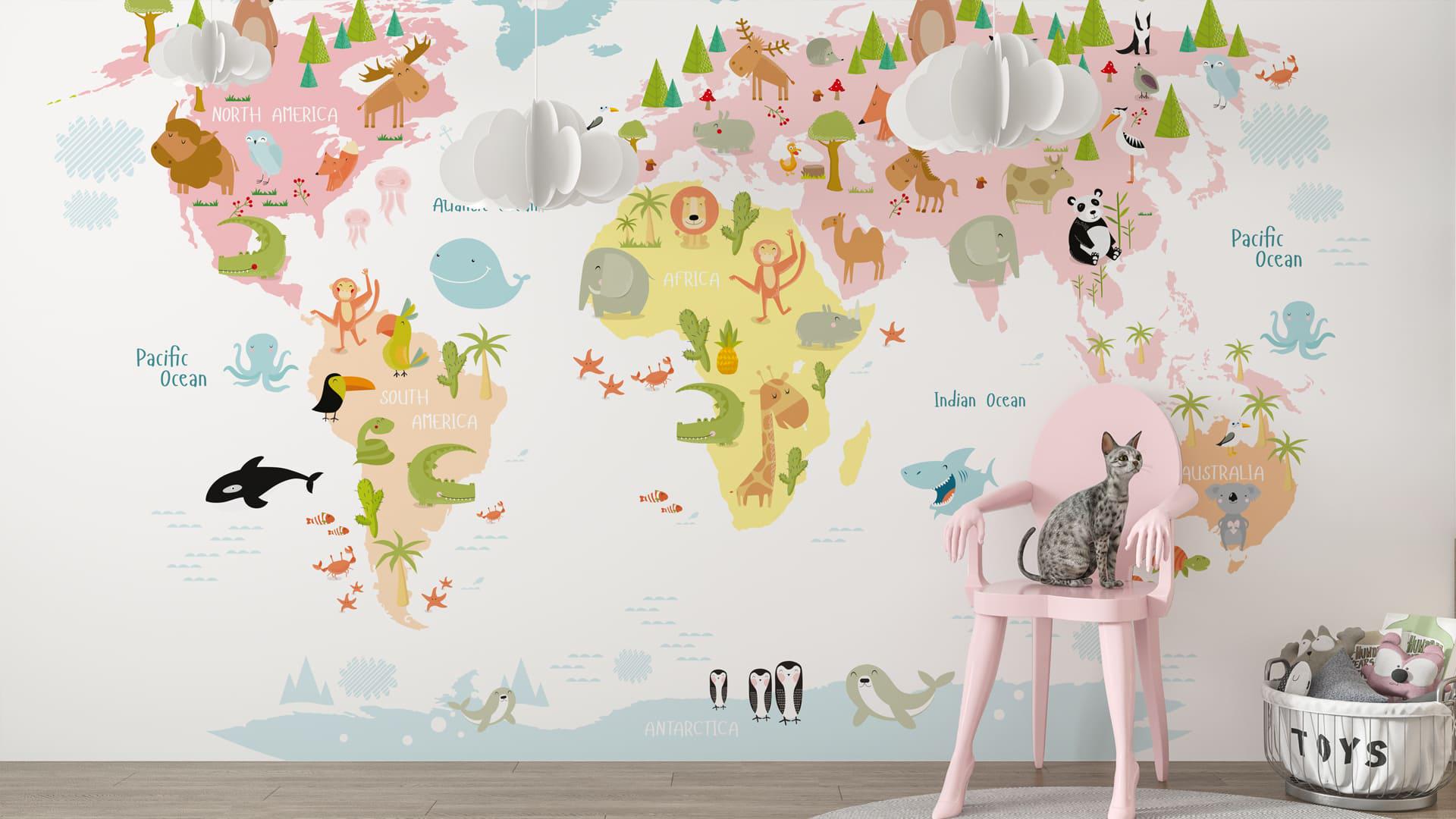 Фотообои флизелиновые Styleo Print-walls Сказочная карта континентов 0896 300х250 см (Pw-0896/2)