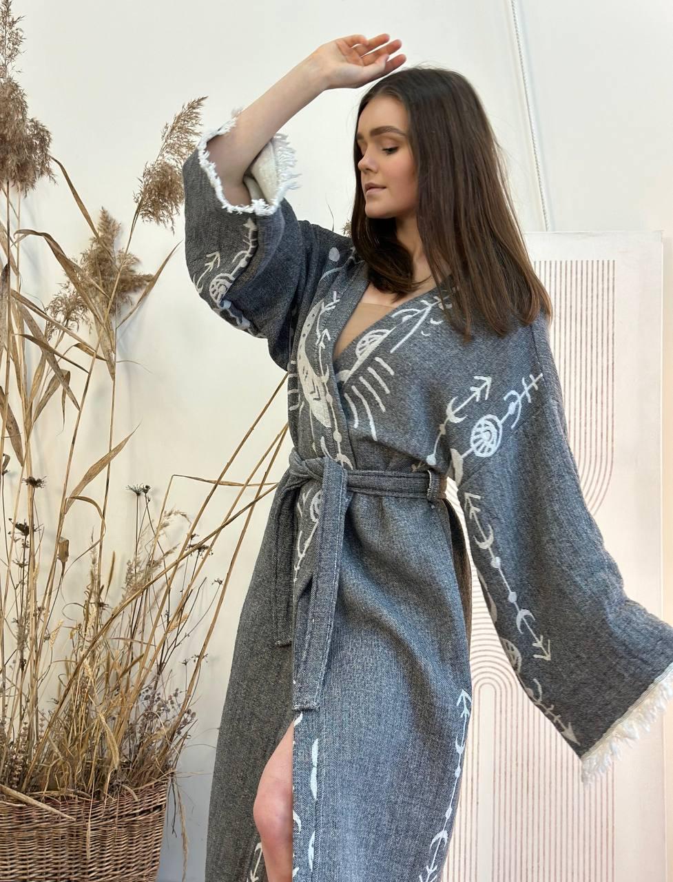 Халат-кимоно женский one size Серый