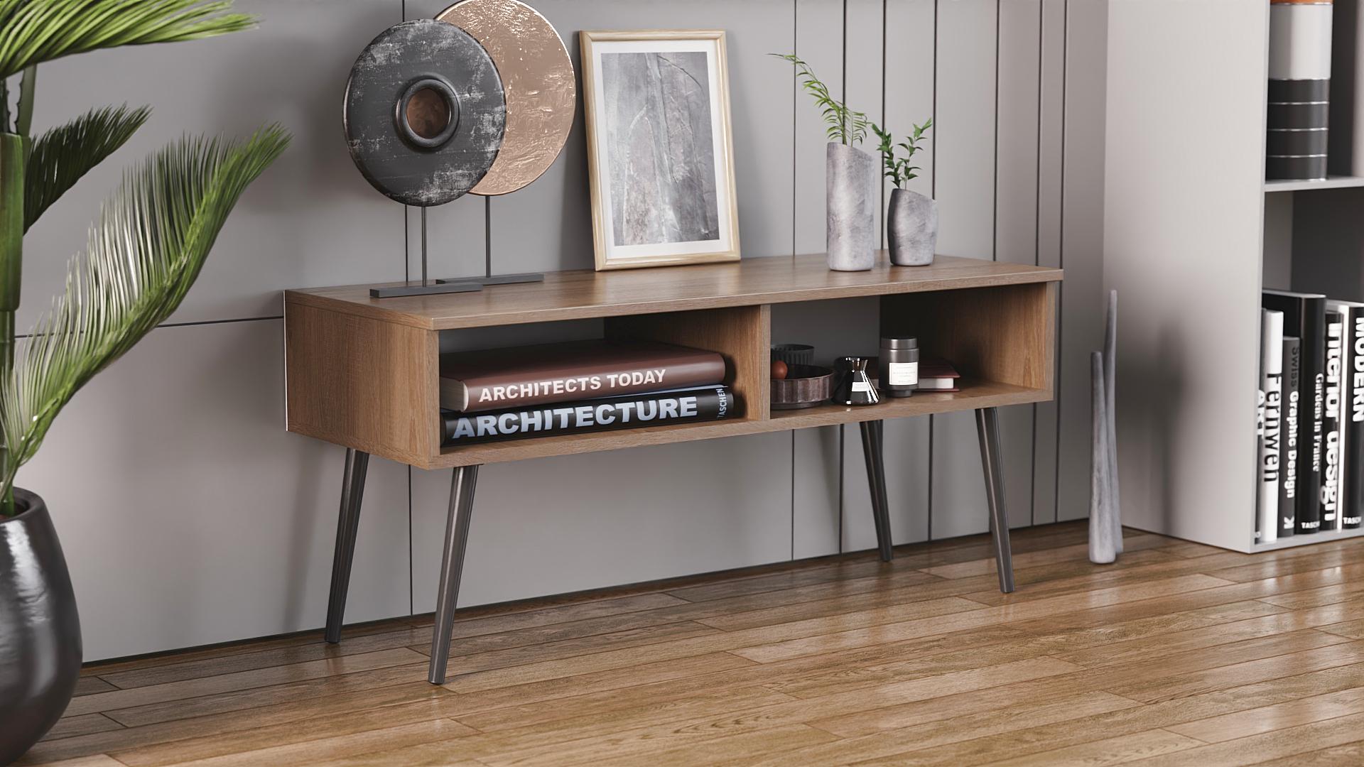 Тумба под телевизор Ferrum-decor Невада металл/ДСП 16 мм 45x100x38 см Черный/Дуб Сонома Трюфель (FRD-106723)