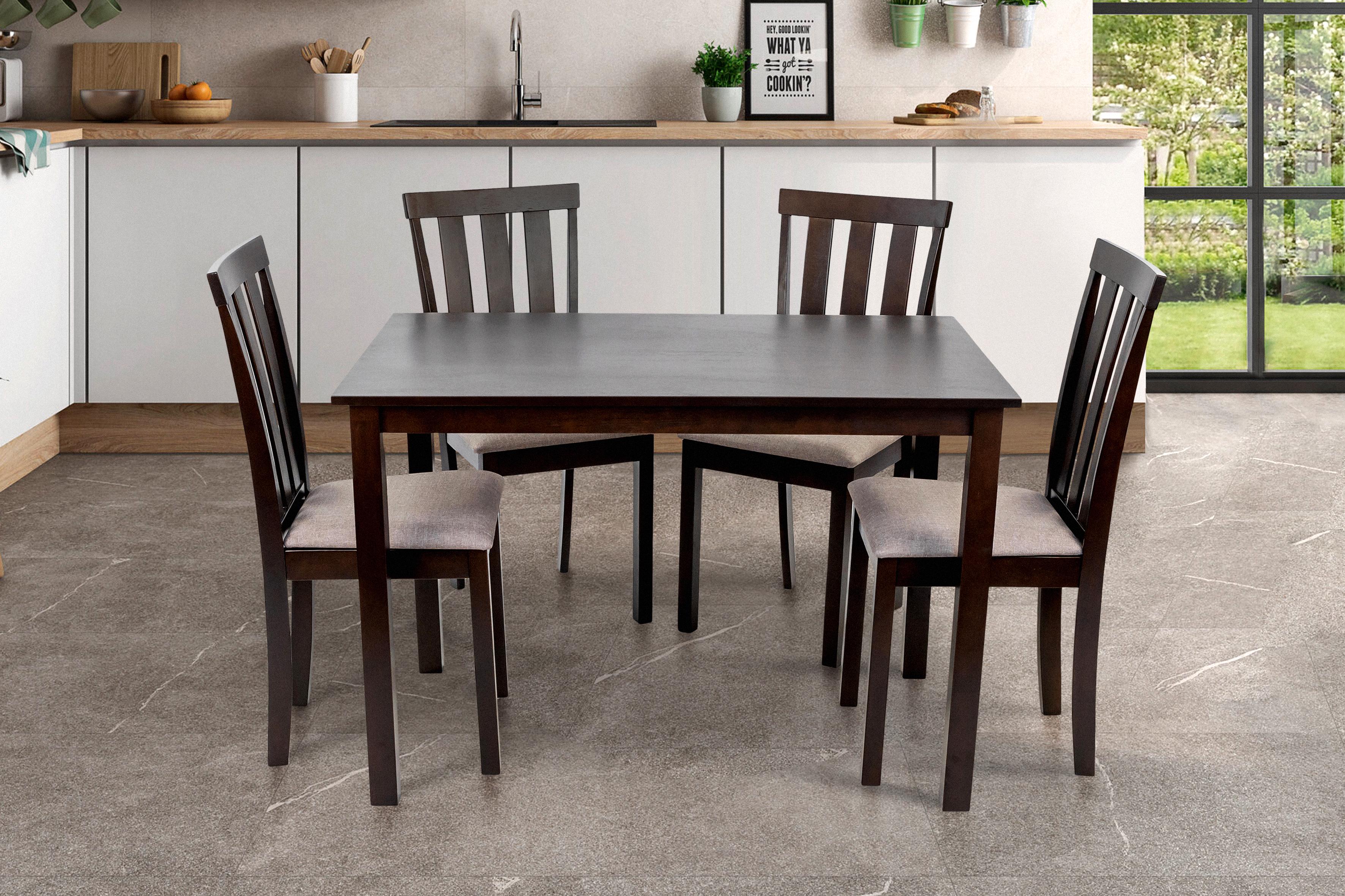 Комплект обеденный Мікс Меблі Юджин стол/4 стулья из МДФ/дерево/ткань Темный орех/Светло-коричневый (А0056113) - фото 6 Комплект обеденный Мікс Меблі Юджин стол/4 стулья из МДФ/дерево/ткань Темный орех/Светло-коричневый (А0056113) - фото 6