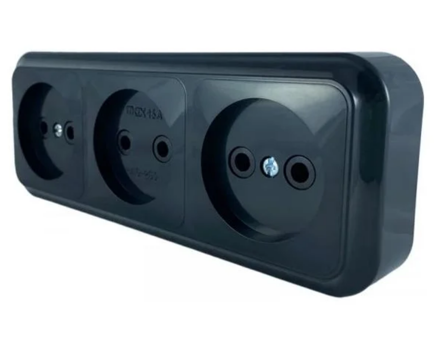 Розетка трехместная MARSHEL MAGLEV RO16-250 Black (RO16-250 Black)