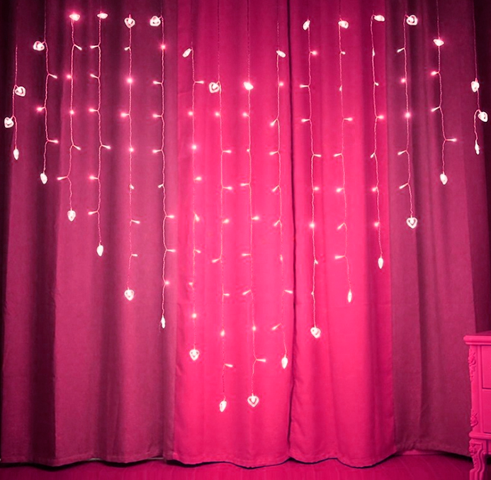 Гирлянда светодиодная Штора Сердце 3х2м Розовый (4949972)