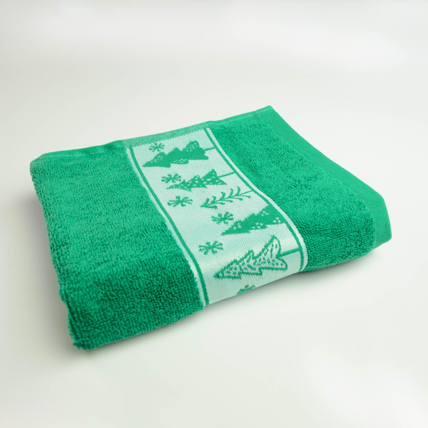 Рушник махровий GM Textile Merry Christmas Ялинки 40х70 см Зелений (500-70-mk-e-green) - фото 1