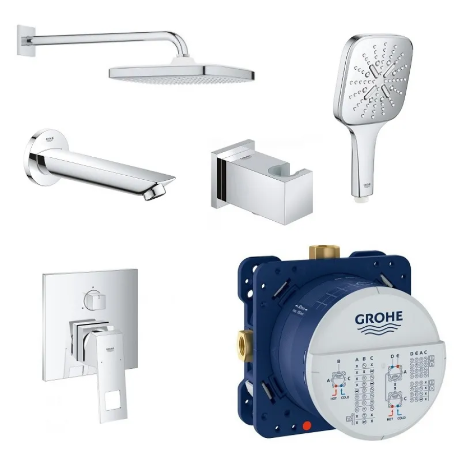 Набор для комплектации ванны с верхним душем Grohe Eurocube Tempesta Cube 250 Chrome (26415SC6)