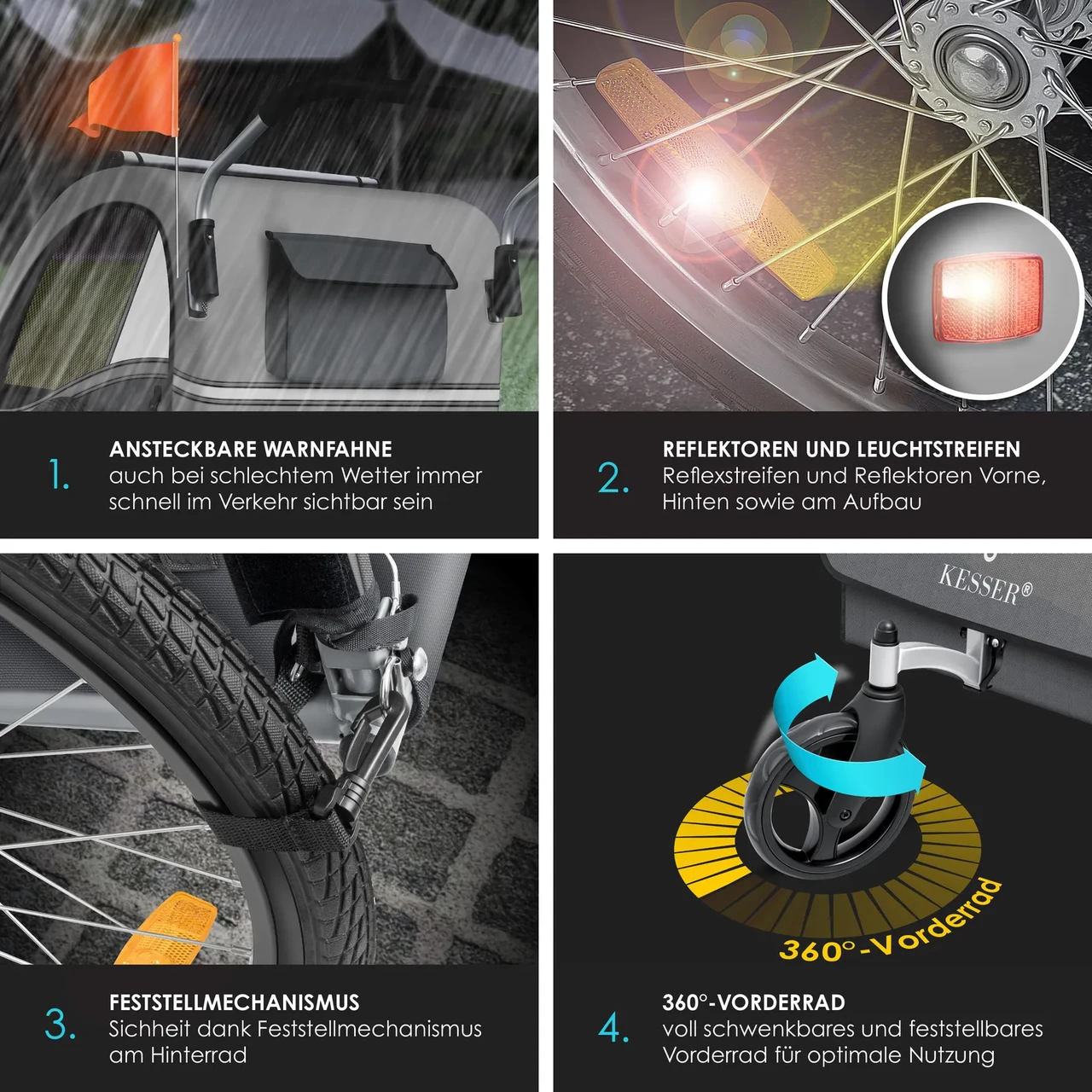 Коляска-причіп дитячий KESSER 2в1 (2343179877) - фото 5 Коляска-причіп дитячий KESSER 2в1 (2343179877) - фото 5