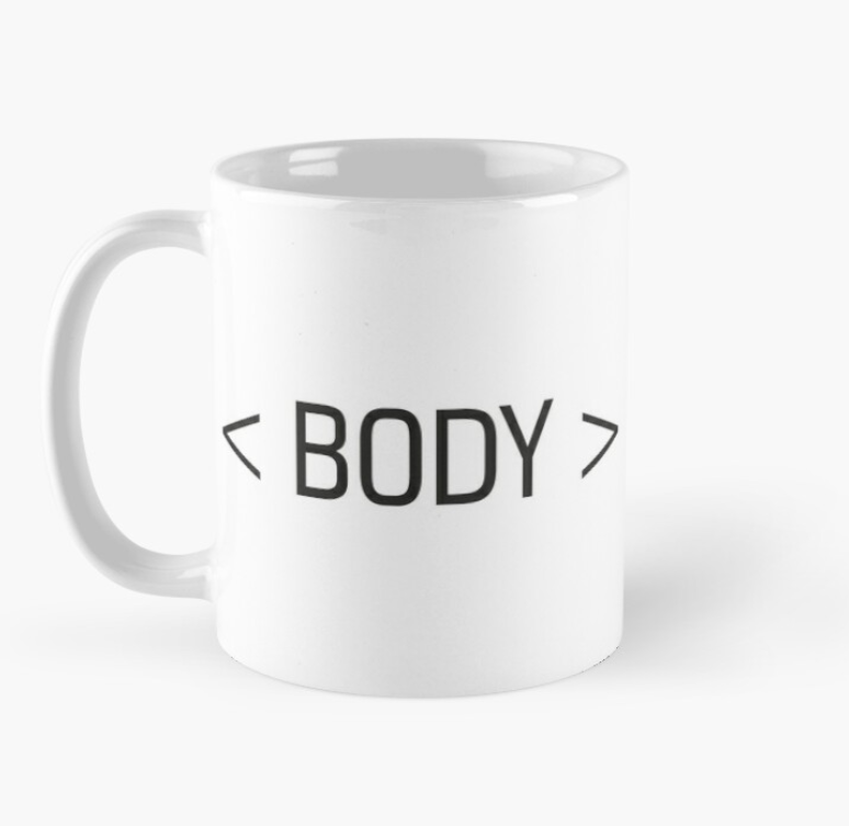 Чашка керамическая с принтом "Body" Html 330 мл Белый (ПН19Ч)