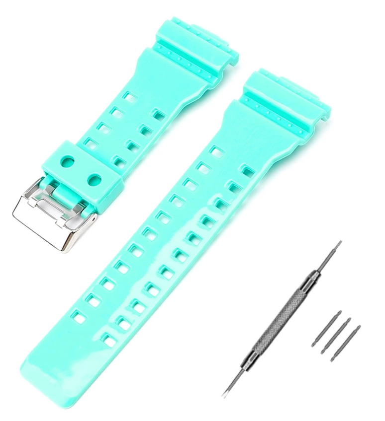 Ремінець для Casio G-Shock GA-100/110 Light Green-Glossy SI (4016) Ремінець для Casio G-Shock GA-100/110 Light Green-Glossy SI (4016)
