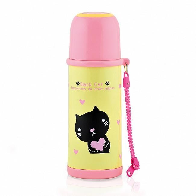 Термос детский питьевой Fissman Черный котенок 7x24 см 480 мл из нержавеющей стали (VA-9693.480)